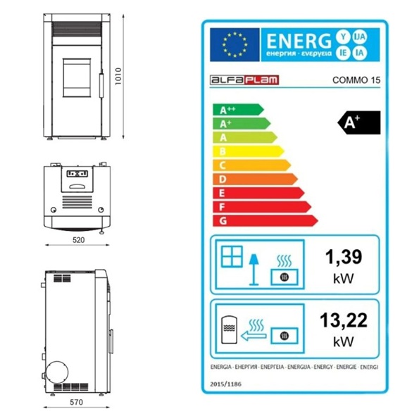 ALFA PLAM COMMO 15 kW peletová kamna s výměníkem